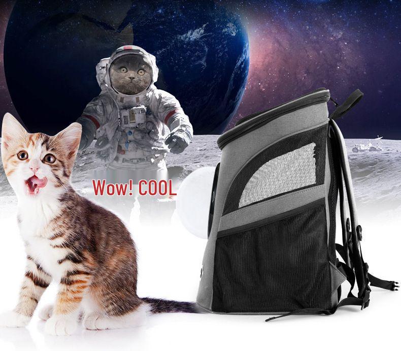 Breathable Double Shoulder Pet Backpack with Space Capsule Design