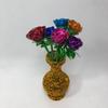 1PC Artificial Flower Couple Rose Gift Handmade Woven Rose Handicrafts Ornaments Aluminum Wire Rose Metal Model 23cm