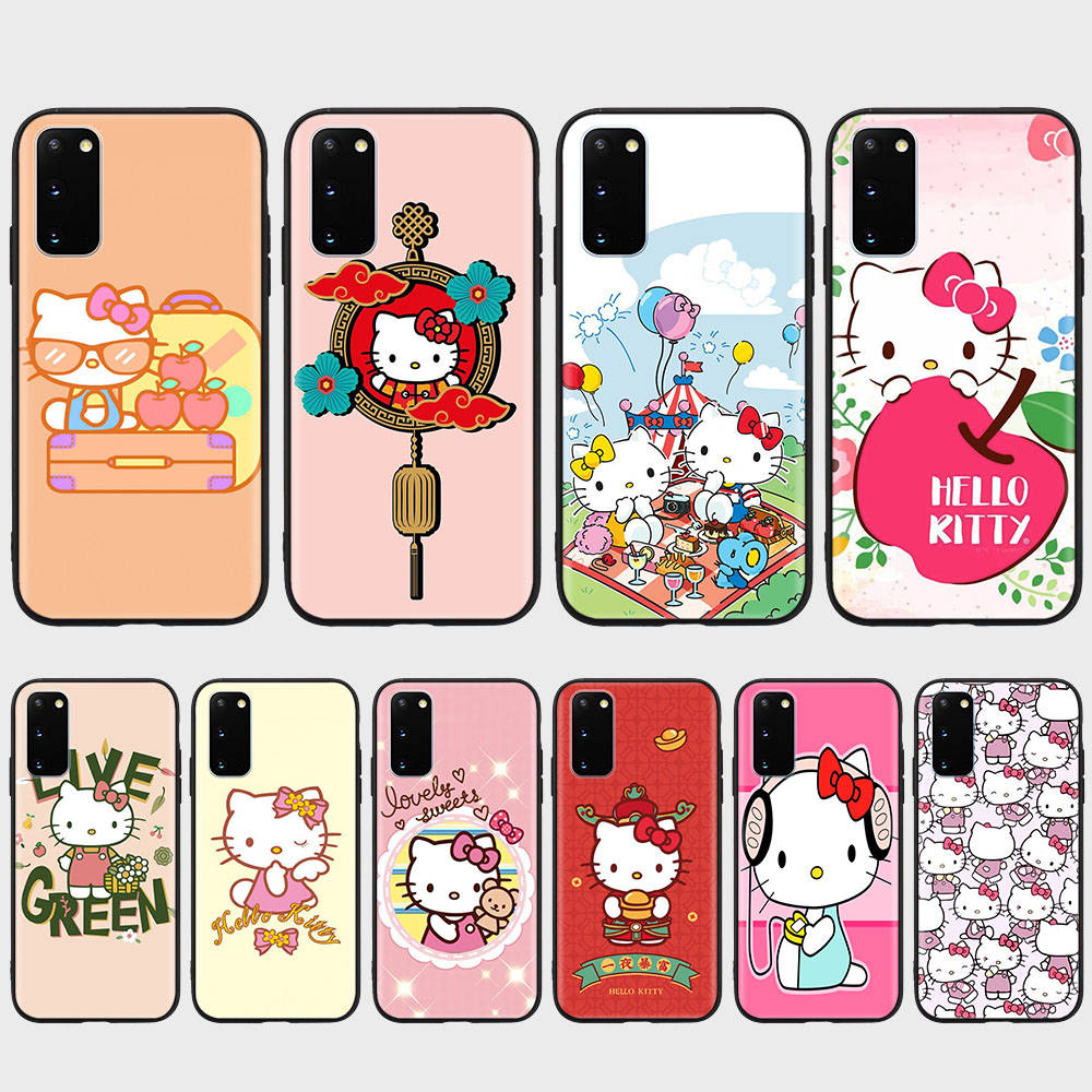 KT62 Cute Hello Kitty Case for Xiaomi Poco X6 X4 M5 M6 F5 F6 C65 C55 C50 C51 C40 Redmi Note 7 8 14C A3X 13C 12C 11 10A 9C Pro Black Sofe Cover