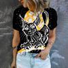 Summer Leisure T-shirt Women's T-shirt Cartoon Cat Pattern Print Fashion Print T-shirt Elegant Women's Short Sleeved T-shirt