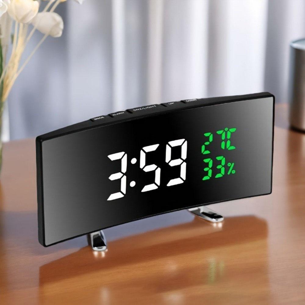 Curved Screen Digital Alarm Clock Large Table Clock Multi-function Desk Clock  Table Use