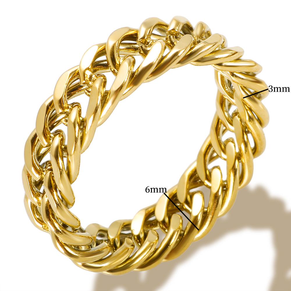 18K Gold-Plated Diamond Women's Stainless Steel Ring In Luxury European and American Style