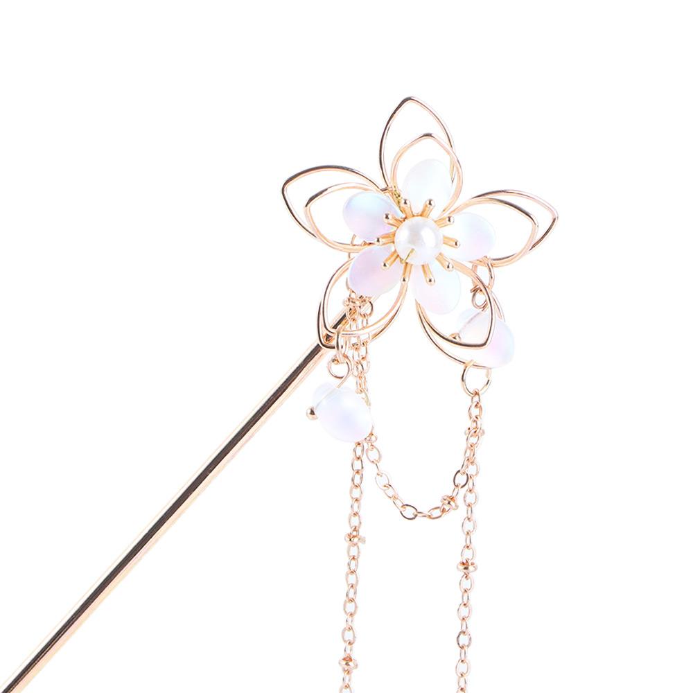 Chinese For Women Handwork Long Tassel Flower Hairpin Hanfu Hair Stick Hair Accessories Zinc Zinc Alloy