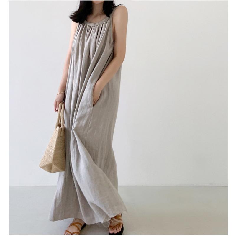 Простое платье Летнее платье-комбинация без рукавов Длинное праздничное платье