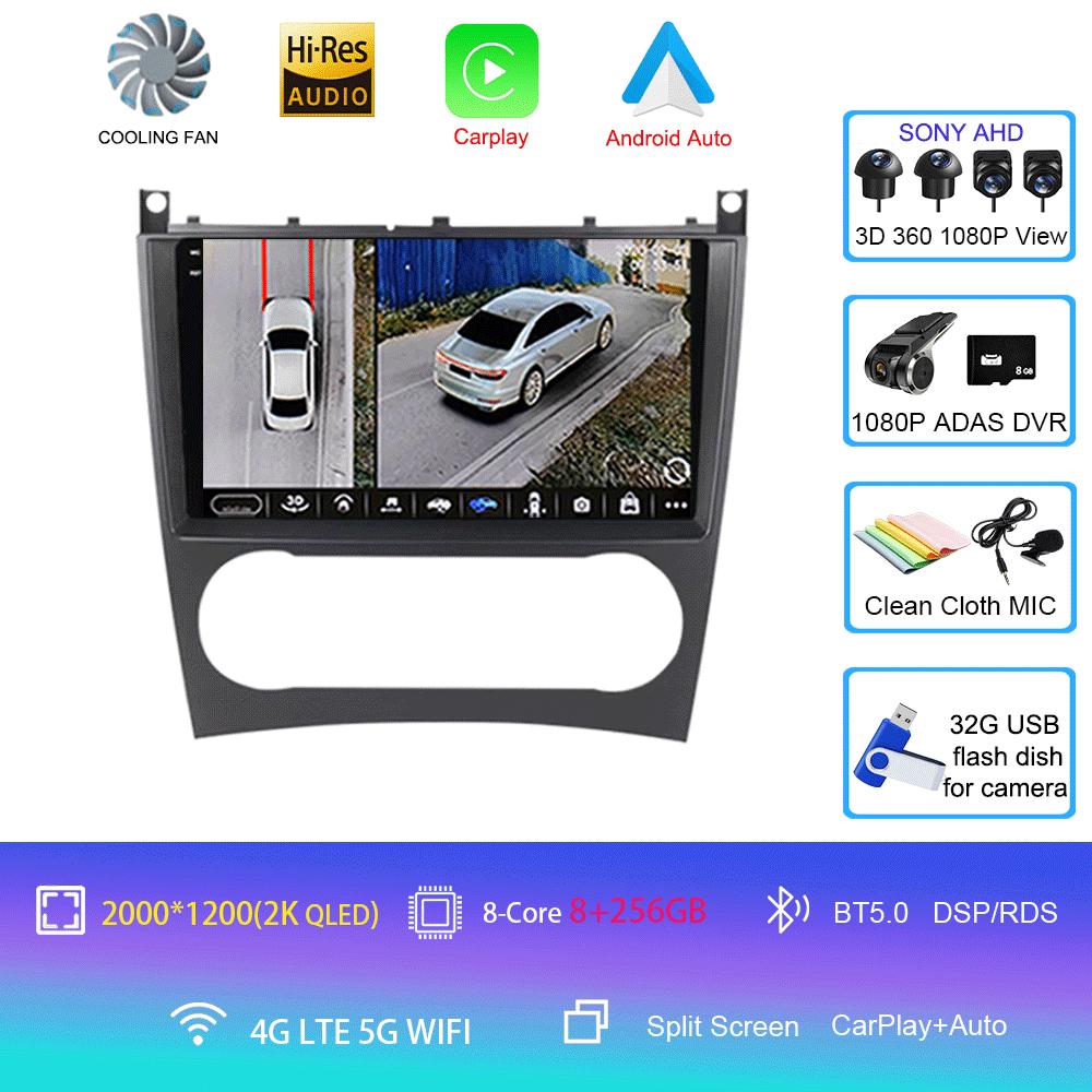 Для Mercedes/Benz/CLK/W203/W209/W219 W169 A160 C180 C200 GPS Навигация Видеоплеер Автомагнитола 8+128ГБ Android 14 Авто Видео