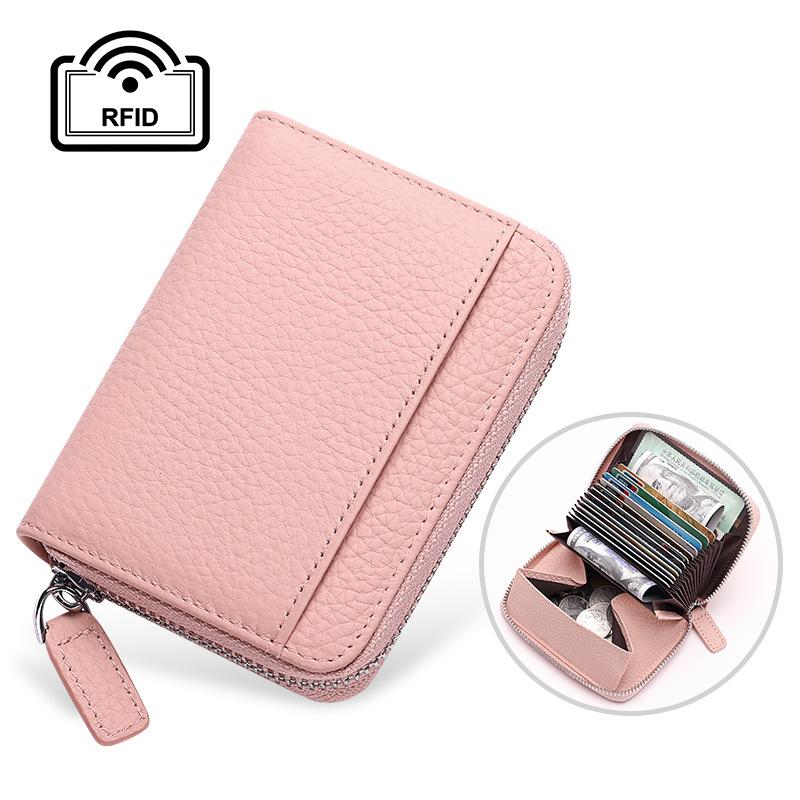 Rfid Card Holder 100% Genuine Leather Business Card Wallet Organ Card Bag Female Bag Japanese