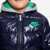 Nike Блестящий пуховик с капюшоном и логотипом бренда Down Fill, верхняя одежда для детей, темно-синяя DB7075-451