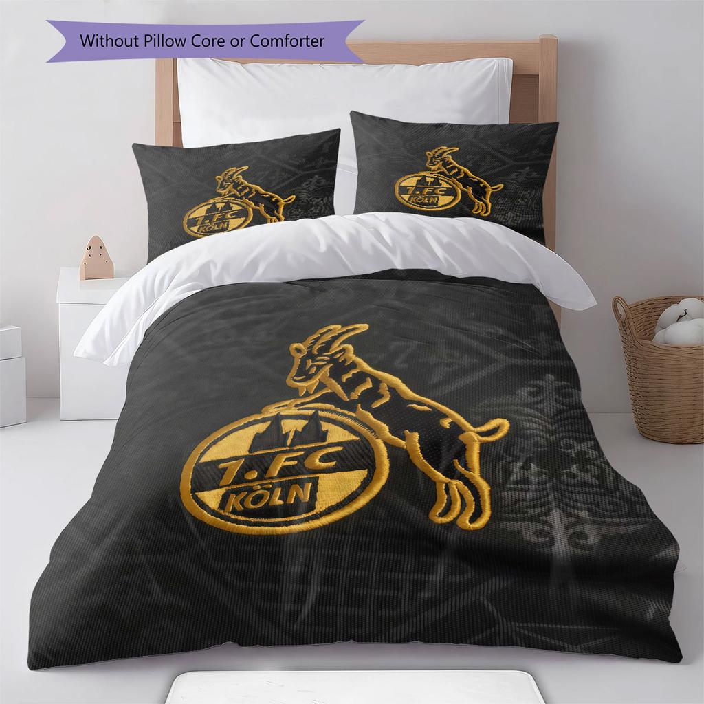 FC Köln Logo Pattern Bedding Home Decoration Birthday Gift ( 1 duvet cover + 2 pillowcase, without core),fan merchandise.