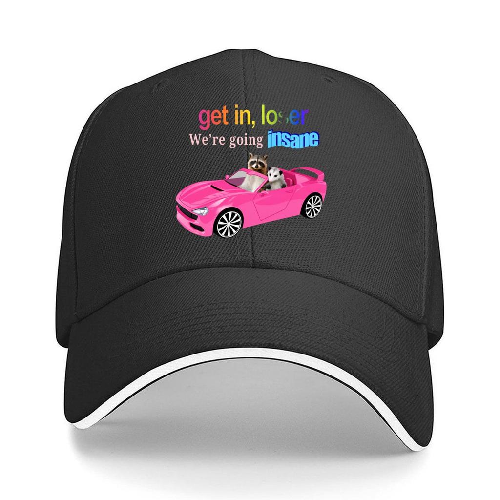 Get In Loser We Re Going Insane Raccoon Possum Sandwich Baseball Cap Sun Cap Outdoor Workouts Hat
