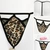 Women Panties Leopard Print Low Waist Spaghetti Strap Hollow Out Mesh Breathable Pornographic Lady Briefs with Sexy Toy Inner Pocket
