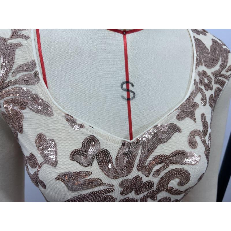 Модное сексуальное золотое макси-платье для вечеринки, без спинки, без рукавов, с цветочным принтом и пайетками, А-силуэта
