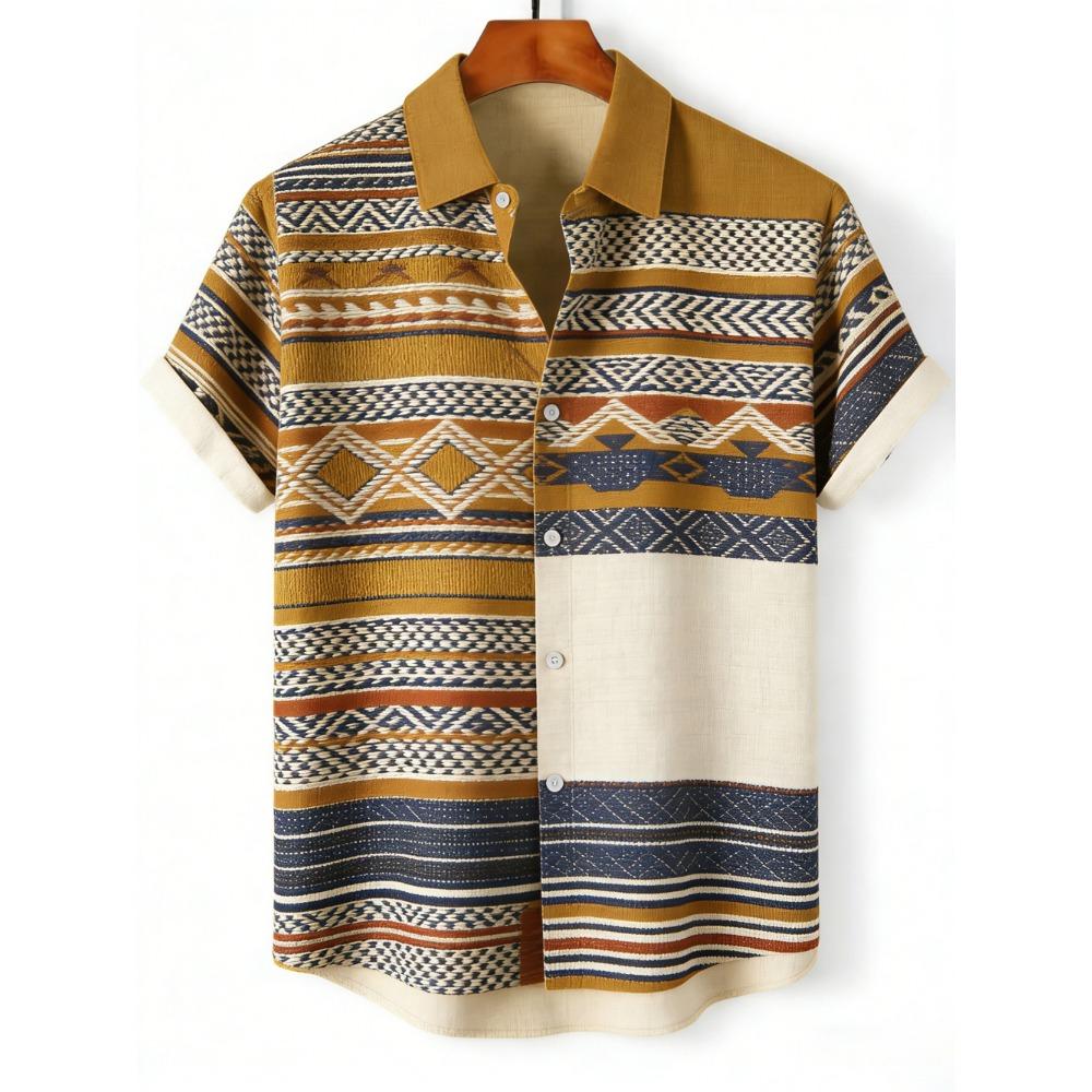 Outdoor Streetwear Men's Fashion Shirts Ethnic Patterns Printed Men's Shirts Casual Daily Men's and Women's Shirt