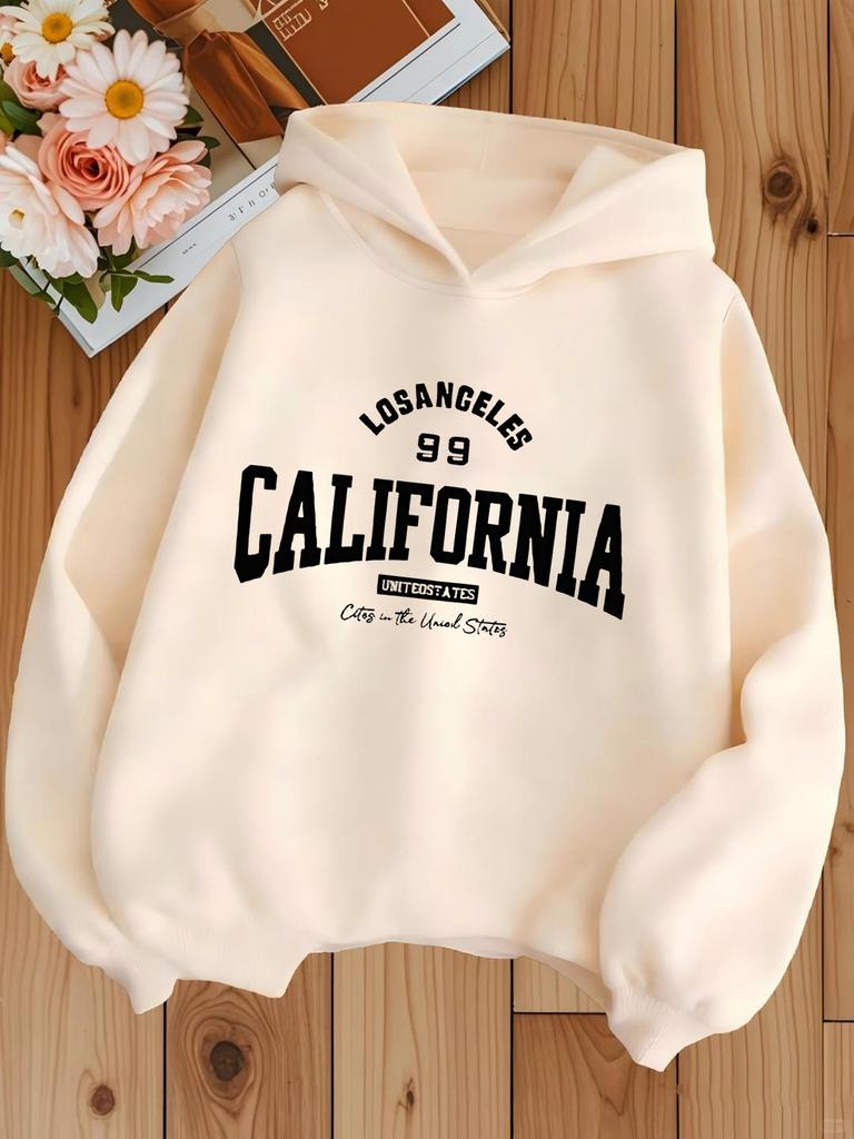 Girls' Casual Hooded Sweatshirt Loose Fit Versatile Kids' Hooded Pullover Top Fashion Print Outfits for Girls