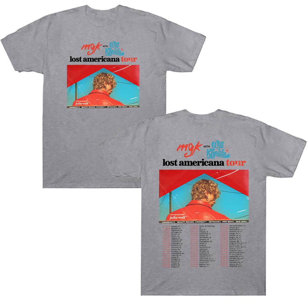 Rapper MGK Lost Tour 2026 T Shirts Unisex Round Neck Cotton Clothes Unisex New Short Sleeve Tees Summer Breathable Streetwear