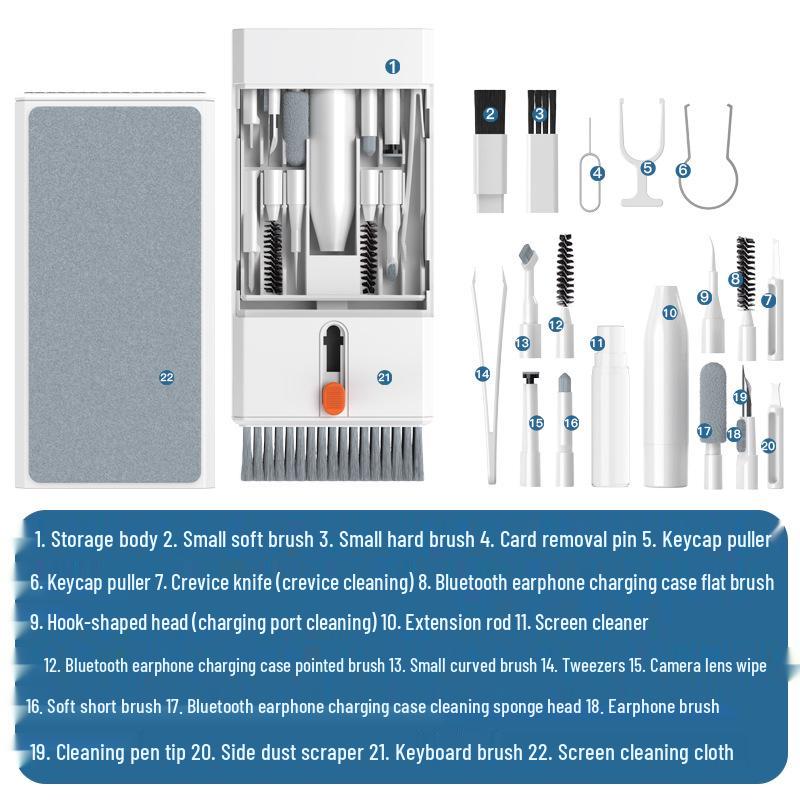 K22 Многофункциональный набор для чистки 22-в-1 для клавиатур, гарнитур и экранов