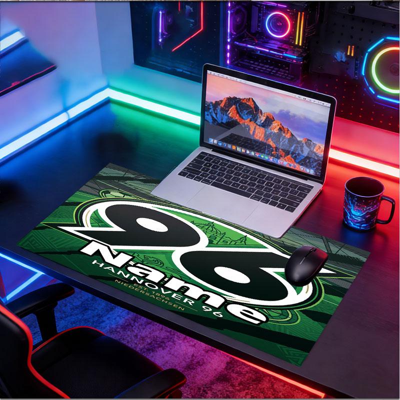 Custom Name Personalized Hannover 96 Football Pattern Mousepad, Laptop PC Desk Mat, Decorative Desk Mat for Home Keyboard Pad Gift