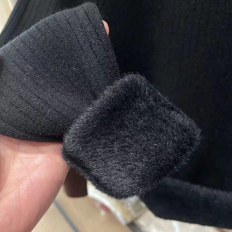 Women Half Turtleneck Plus Velvet Thicken Sweaters Winter Casual Fleece Lined Soft Pullover Warm Long Sleeve Knitted Tops