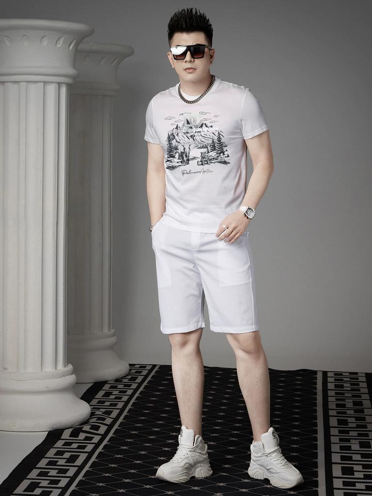 European Station 2025 Summer New High-End Printed Round-Neck T-Shirt Trendy Short-Sleeve Top Men's Short-Sleeve T-Shirt