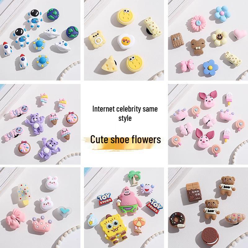2025 Милые декоративные пряжки-цветы для обуви - Аксессуары для обуви с отверстиями
