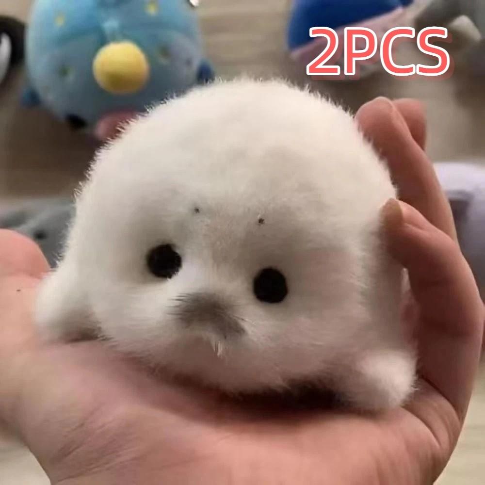 2 Pcs Simulation Style Seal Doll Baby Seal Seal Pendant Cartoon Plush Toy Home Decor