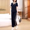 Women's Summer 2025 Slim Fit Petite Casual Sportswear Set - Short-Sleeve Two-Piece