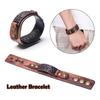 Мужской Женский Коричневый Широкий Кожаный Напульсник Обертка Браслет Панк Застежка Браслет Манжета