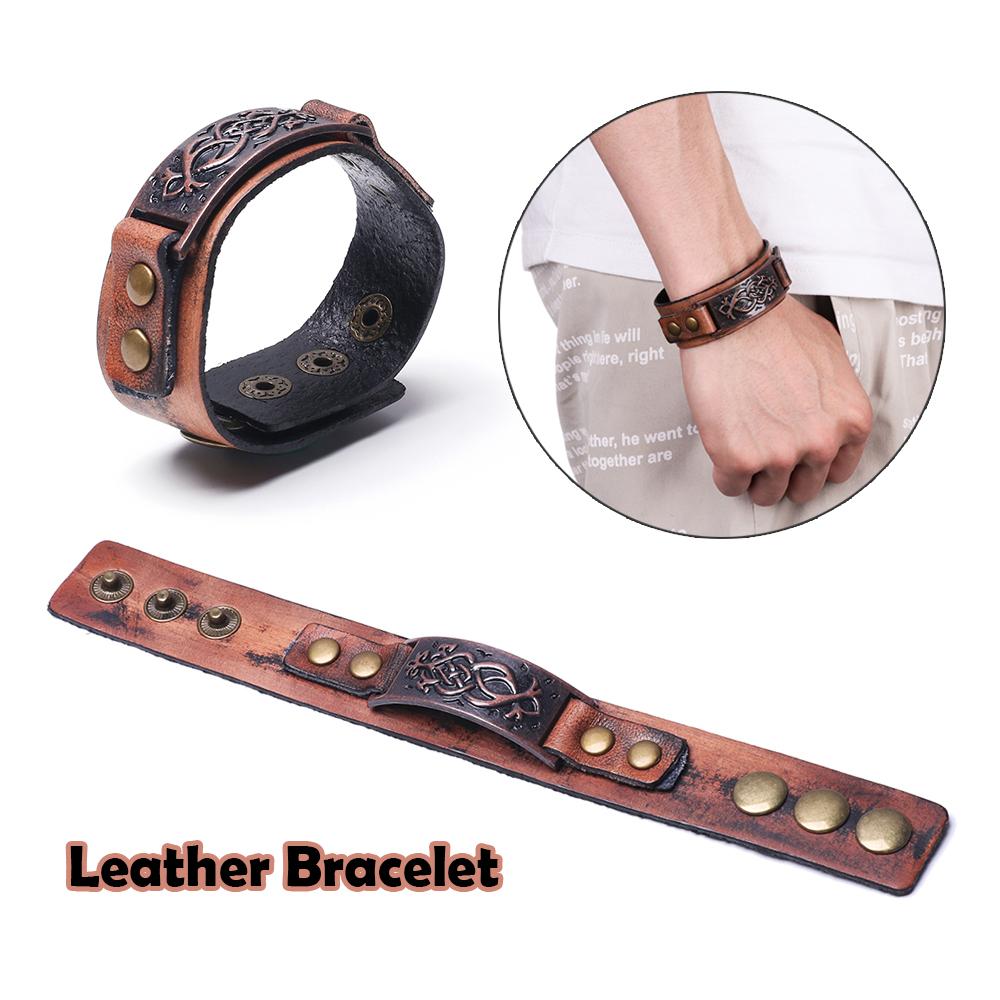 Men Women Alloy Buckle Wide Cuff Bracelet Wrap Bangle Leather Wristband Punk Snap Bracelet