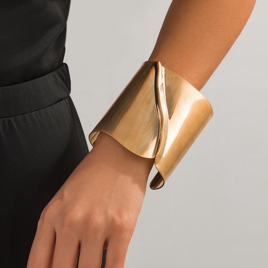 DIEZI Hip Hop Punk Wide Bangles For Women Men Exaggerated Fashion Gold Silver Color Bangles Bracelets Gift Jewelry Accessories