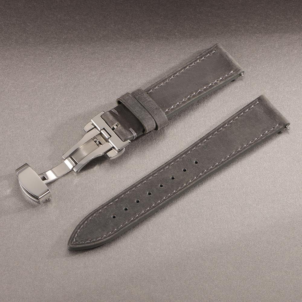Casual Business Leather Watchband 18mm 19mm 20mm 21mm 22mm 24mm Strap Quick Release Butterfly Buckle Wristbands Accessories