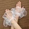 1Pair Nail Tulle Fake Pleated Cuff Manicure Pography Props Embellish Pearl