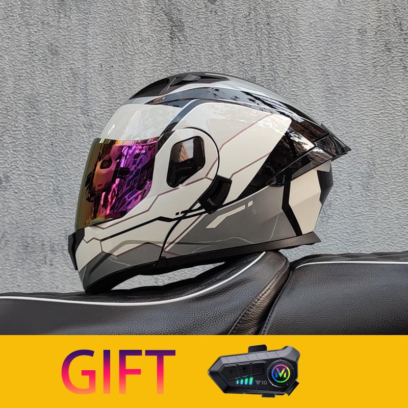 ORZ Мотоциклетный шлем Модульный шлем-флип с двойным визором Полнолицевой шлем Поставляется с Bluetooth-наушниками Модель 103