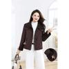 Fashion temperament New autumn and winter cotton-padded clothes Small short lapel splicing High-end outer cotton-padded clothes jacket