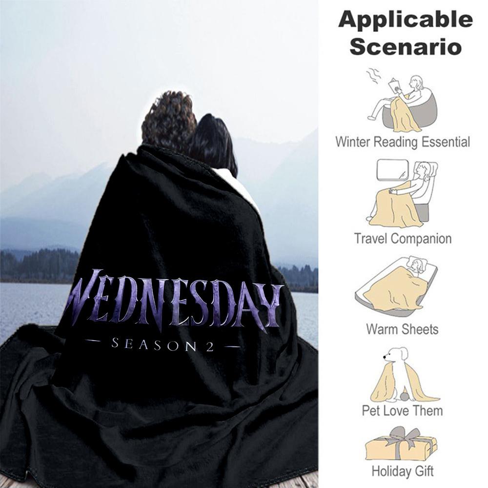 1pc Wednesday Outdoor Blanket Lightweight Flannel, Soft & Warm, All-Season Use for Sofa, Outdoor, Camping, Living Room, Office104