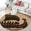 Viking Ship pattern round rug,Carpet Rug for Living Room Bedroom Playroom ,Non-slip Floor Mat,Holiday Gifts and Birthday Gifts.