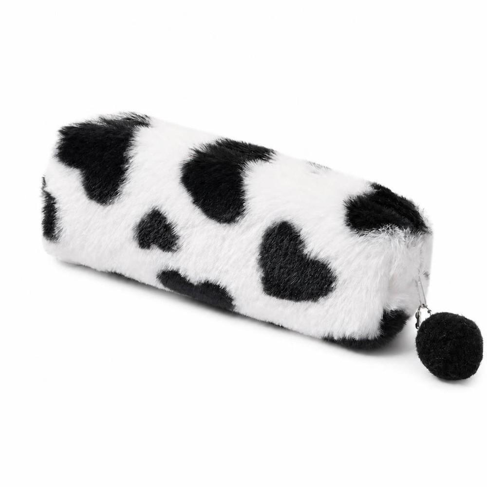Cartoon Plush Pencil Case Leopard Print Pen Bag Cute Storage Bag School Use
