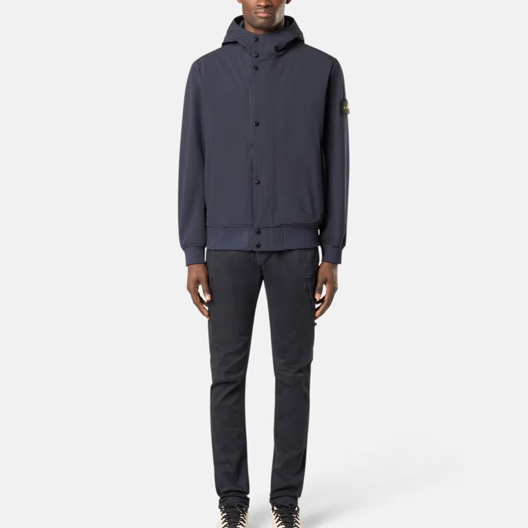 STONE ISLAND Ss25 Куртка софтшелл однотонная повседневная с капюшоном, длинным рукавом, ветрозащитная, водонепроницаемая, дышащая, мужская, K1S154100090S0A22-V0020