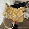Folded Pearl Chain Cloud Bag Women's Fashion Underarm Small Bag Women's 2025 New Summer Leisure Commuter Messenger Bag