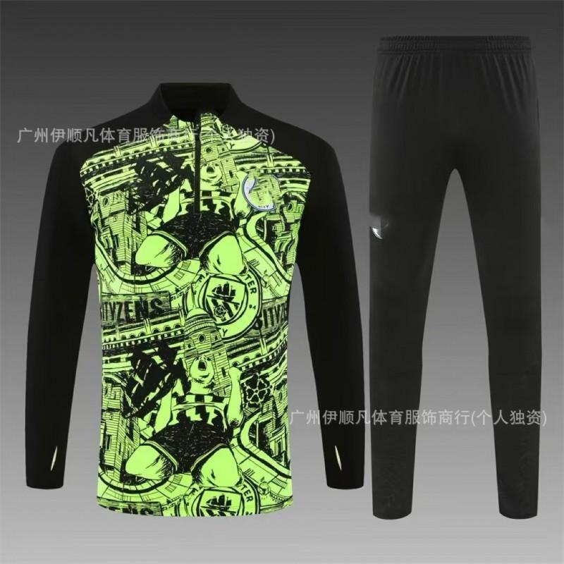 Men Women Soccer Training Jersey Half-Zip Warm-Up Top Napoli PSG AC Milan Brazil Manchester United Fans