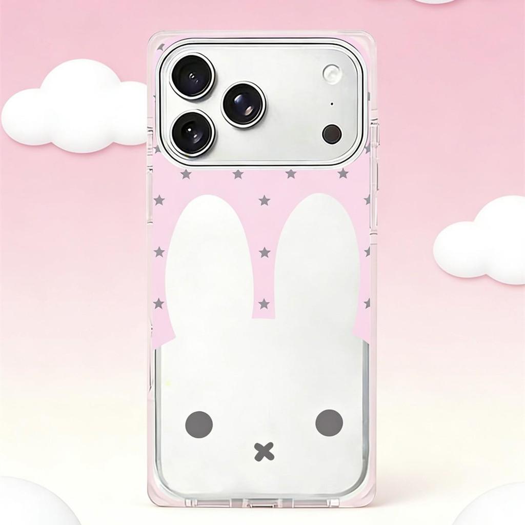 Кристальный квадратный чехол для телефона с кроликом Миффи для iPhone 15/16/17 Pro Max - Дизайн против падений