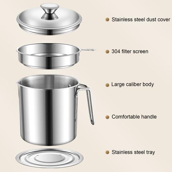 Контейнер для жира и бекона с сеткой 1,8 л, большой емкости, масляный фильтр, легко чистится, продуманный подарок