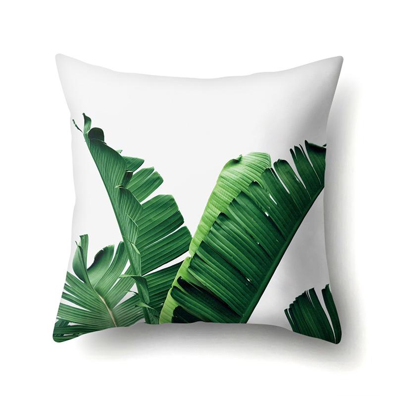 Polyester Pillow Case Nordic Ins Style Plant Flower Print Peach Leather Velvet Cushion Cover Car Waist Cushion Cover