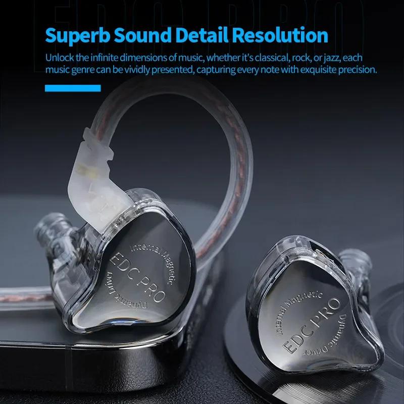 KZ EDC PRO Earphone High-Sensitivity Large Dynamic Earbuds HiFi Bass Music Headphone With Detachable Cable EDCPRO