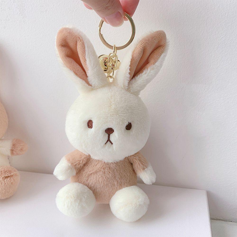 Milk Tea Color Charm Bag Ornaments Plush Dog Keychain Plush Pendant Plush Bunny Keyring Plush Doll