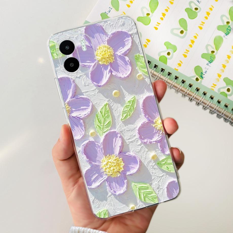 Чехол для телефона Xiaomi Redmi A1 A1+ A2 A2+ A3 Задняя крышка Redmi A1 A2 Plus Мягкий ТПУ Прозрачный Силиконовый Бампер Цветок Бабочка