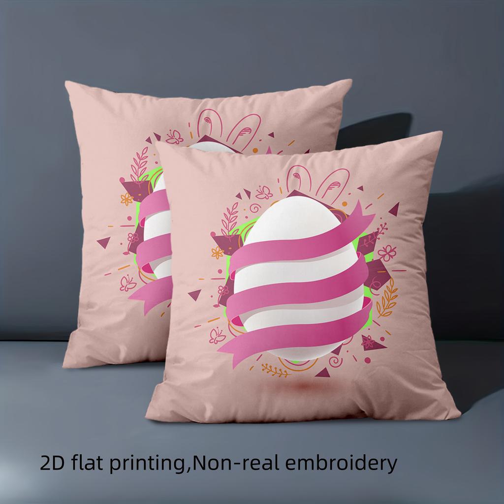 Easter-themed Pink Pillow with 2D Printed Bunny Egg Design Polyester pillowcase, sofa decorative cushion cov Headboard Pillow