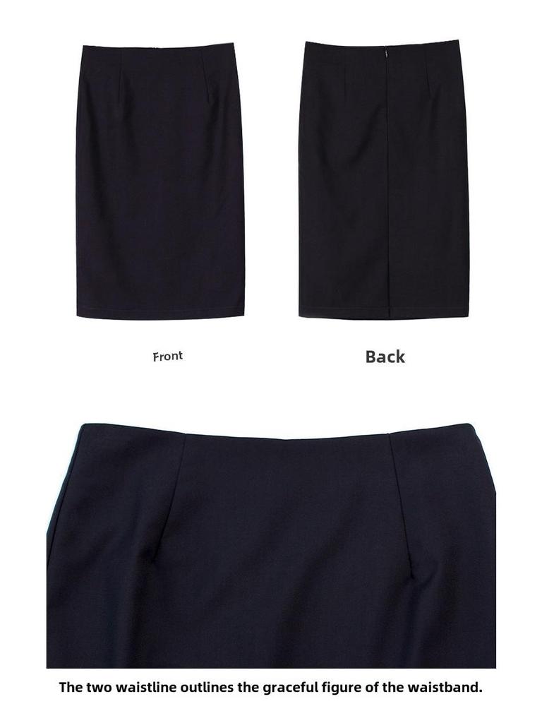 Women's High Waist Mid-Length Summer Skirt with Slit - Work Style, Hip-Wrapped One-Step Design