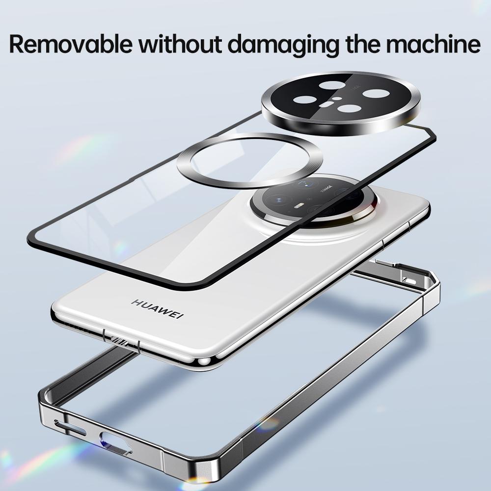 Съемный чехол для Huawei Mate 60 70 Pro, полупрозрачный матовый, с MagSafe, съемная задняя панель, металлический бампер, чехол-захват