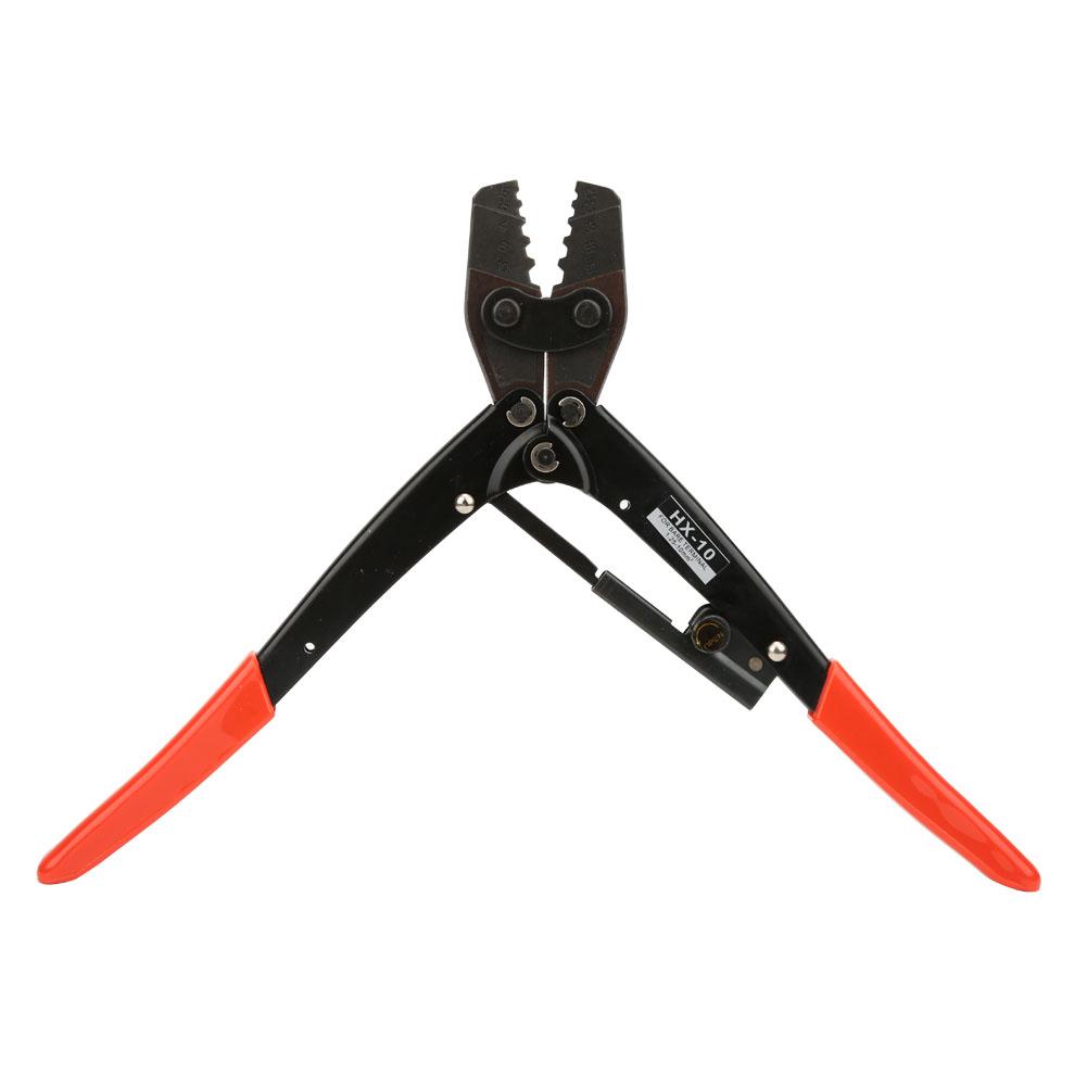 HX 10 Carbon Steel Crimper Ratchet Terminal Crimper Pliers 1.25 10mm AWG10 6 Red Handle