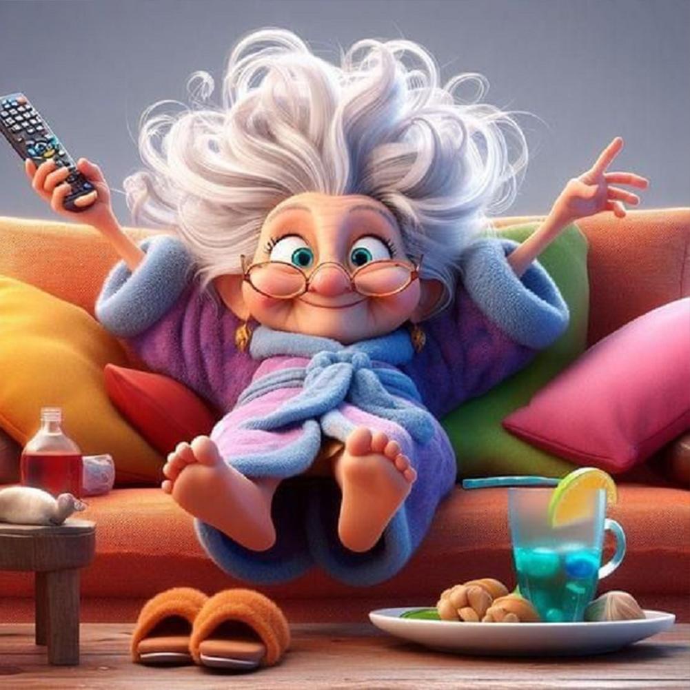 5D DIY Full Round Drill Diamond Painting Grandma Kit Home Decor Art Craft 30x30cm