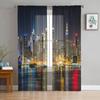 Manhattan City Night View Sheer Curtains for Living Room Decoration Tulle Voile Organza Window Curtains for Kitchen Bedroom